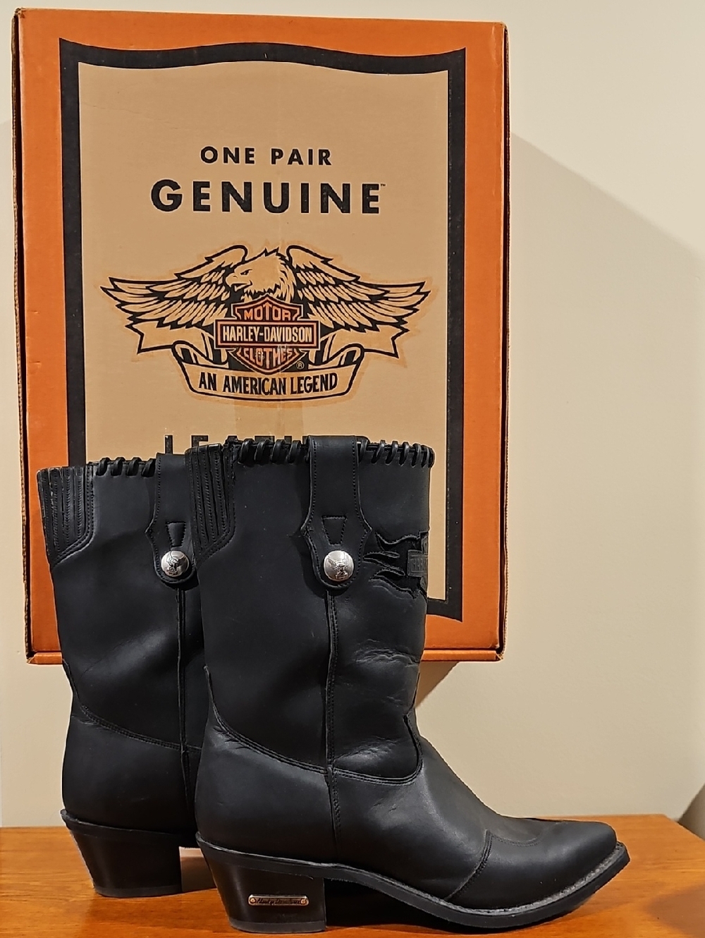 Harley-Davidson Black Leather Short Western Boots